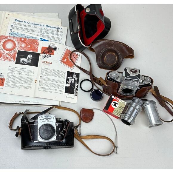 Vintage Exakta VX Ihagee Dresden Film Camera Lot of 2 & Accessories Germany - Picture 12 of 16